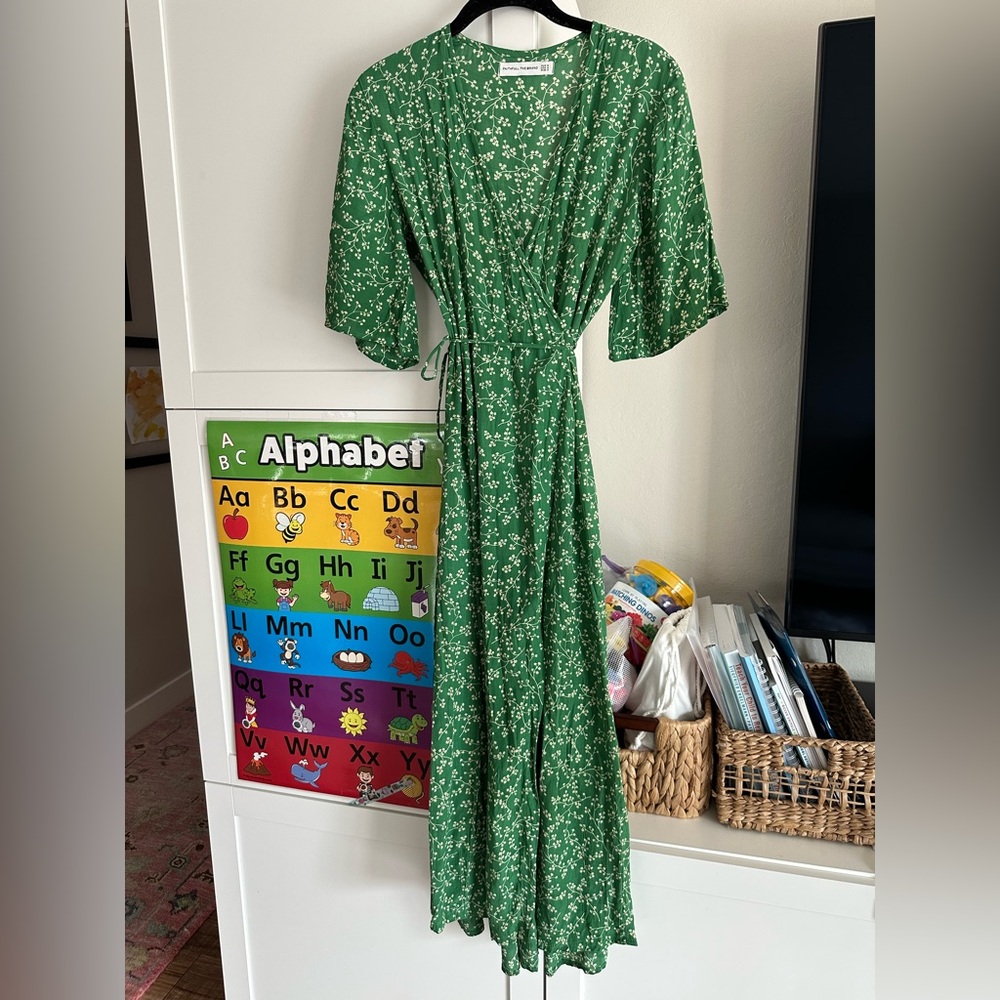 Faithfull The Brand Riviera Midi Wrap Dress- green floral